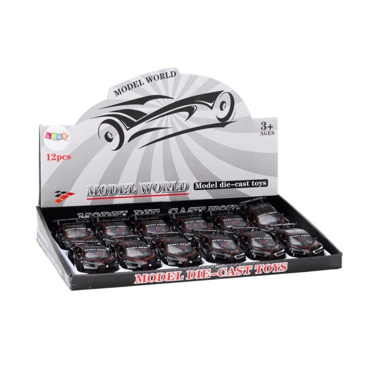 Metalinis sportinis žaislinis automobilis su garsu, juodas 1:32