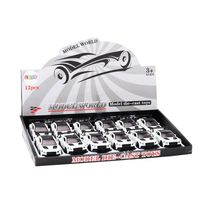 Metalinis sportinis automobilis 1:32, perlų baltumo, frikcinis