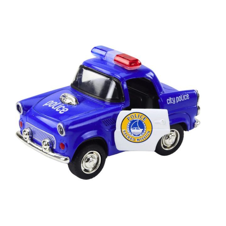Mėlynas policijos žaislinis automobilis su garsais ir šviesomis
