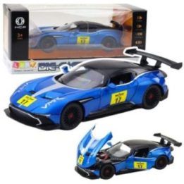 Metalinis mėlynas sportinis automobilis su garsais ir šviesomis 1:22