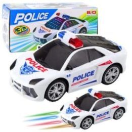Policijos žaislinis automobilis su šviesomis ir garsais, baltas