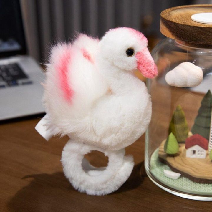 Pliušinis baltas gulbės apyrankės žaislas vaikams