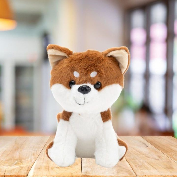 Pliušinis šuo Shiba Inu baltai rudas 20 cm