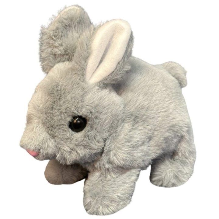 Pilkas pliušinis kiškutis žaislas vaikams 18 cm