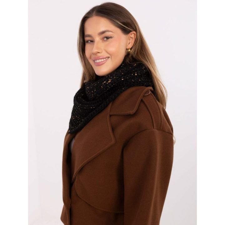 Šalikas juodas megztas su blizgiais akcentais AT Collection