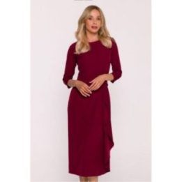 Suknelė tamsiai raudona midi su raukiniu