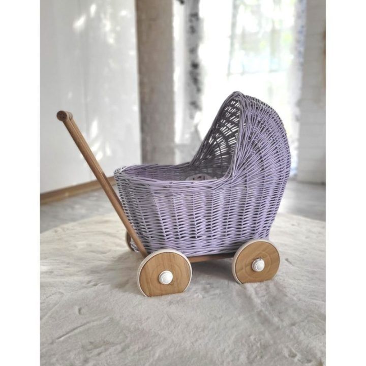 Lėlių vežimėlis pintas šviesiai violetinis Milly Mally