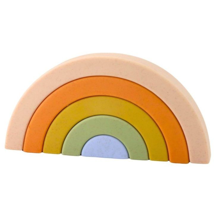 Žaislas dėlionė guminė pastelinių spalvų Rainbow – lavinimui ir smagiam žaidimui mažyliams