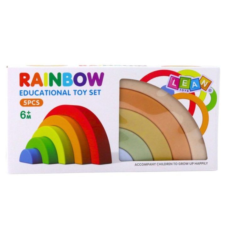 Žaislas dėlionė guminė pastelinių spalvų Rainbow – lavinimui ir smagiam žaidimui mažyliams