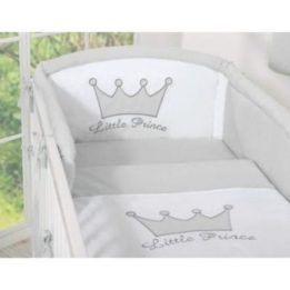 Patalynės komplektas 3 dalių pilkas Little Prince/Princess – saldžiam kūdikio miegui