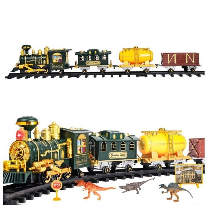 Žaislinis traukinys su dinozaurais, šviesomis ir garais Classic – nuotykiams ir žaidimams namuose