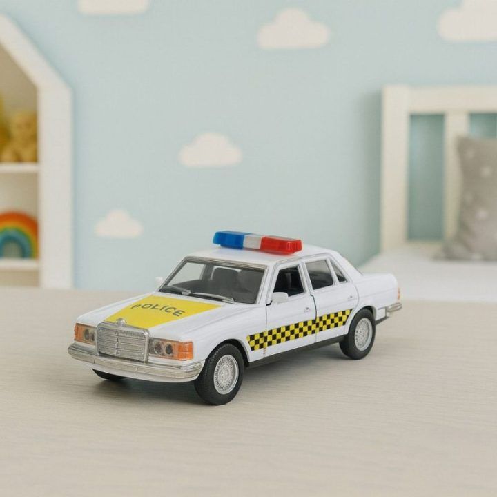 Žaislinė mašinėlė policijos metalinė balta 1:32 Metal Drive