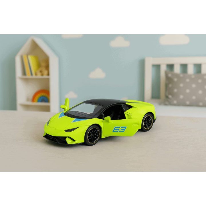 Žaislinis automobilis metalinis 1:43 neoninės žalios spalvos