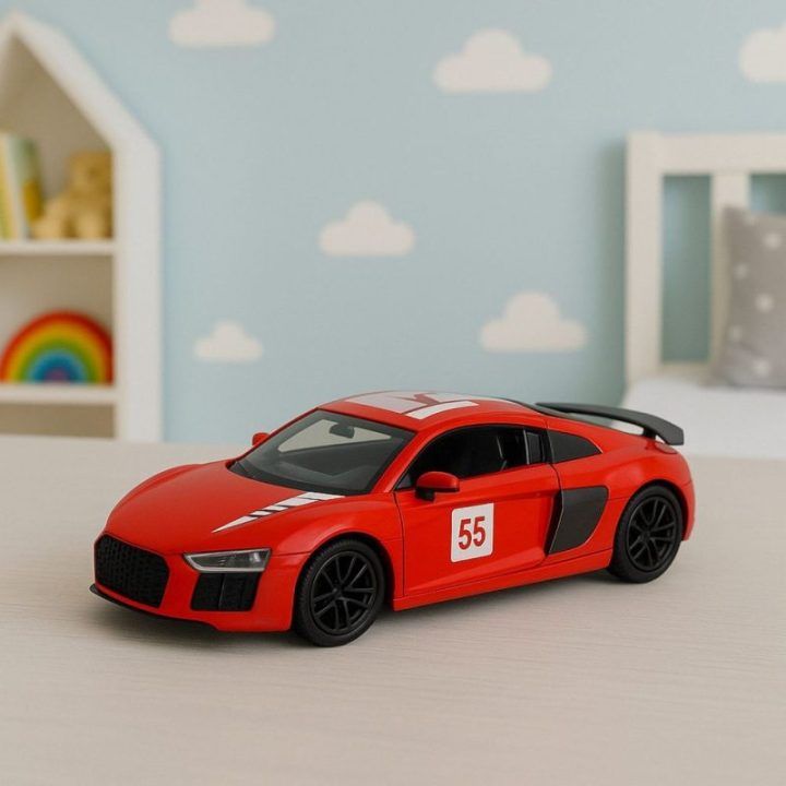 Žaislinis automobilis metalinis su garso ir šviesos efektais raudonas 1:43