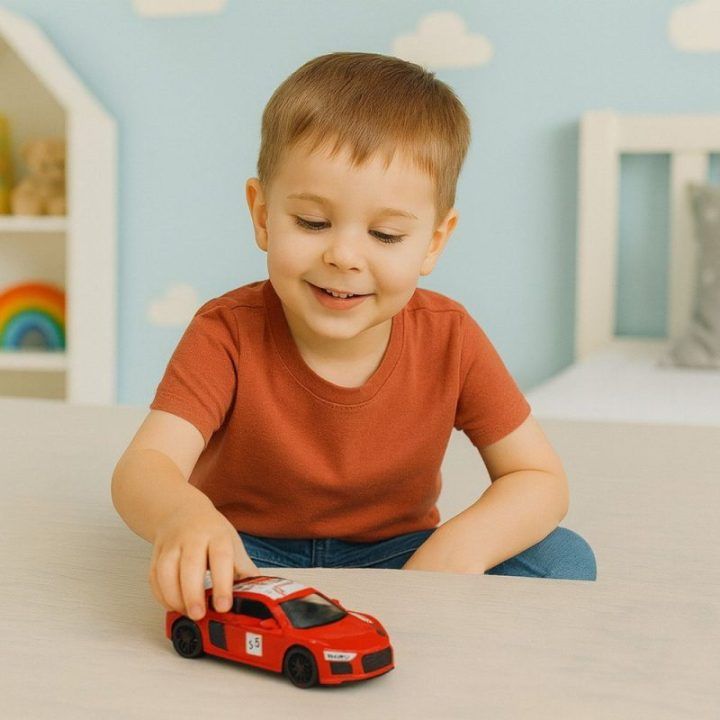 Žaislinis automobilis metalinis su garso ir šviesos efektais raudonas 1:43