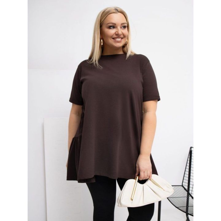Palaidinė moterims plus size tamsiai ruda