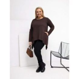 Tunika moterims plus size tamsiai ruda