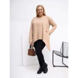 Tunika moterims plus size tamsiai smėlio spalvos