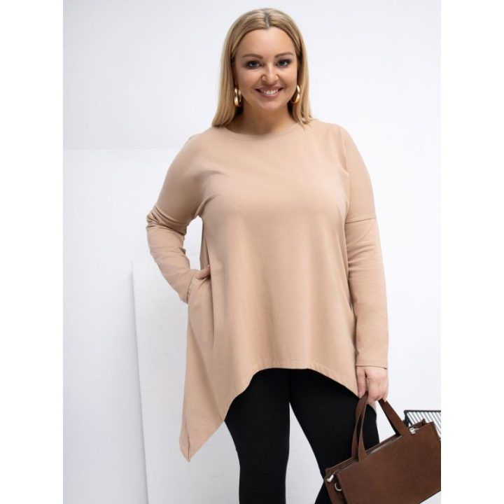 Tunika moterims plus size tamsiai smėlio spalvos
