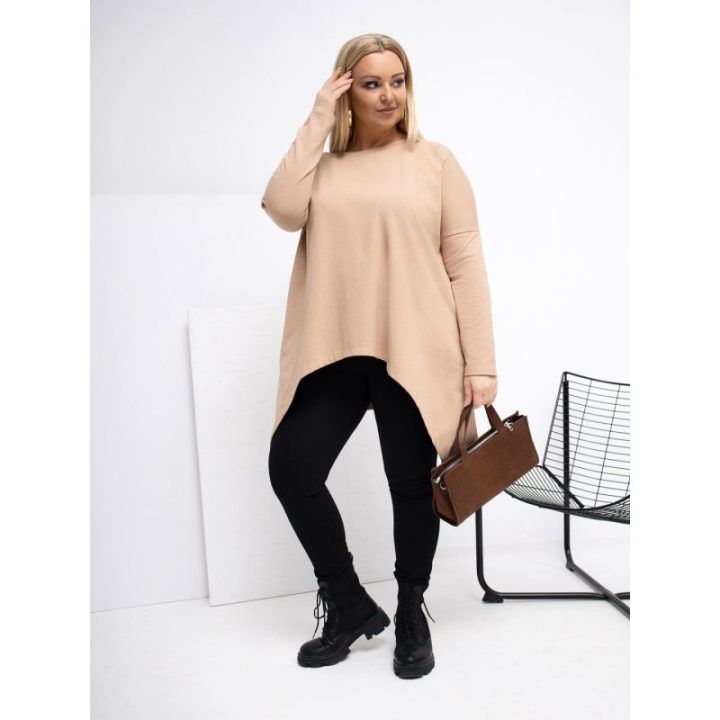 Tunika moterims plus size tamsiai smėlio spalvos