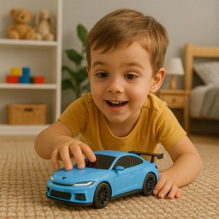 Elektrinis sportinis R/C automobilis su įkrovimo stotele mėlynas
