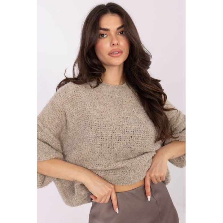 Megztinis oversize silueto Italy Moda – smėlio