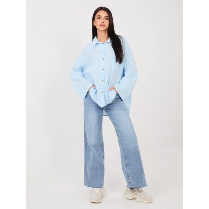 Marškiniai oversize šviesiai mėlyni