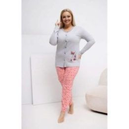 Moteriška pižama ilgomis rankovėmis Plus Size Forever Pink