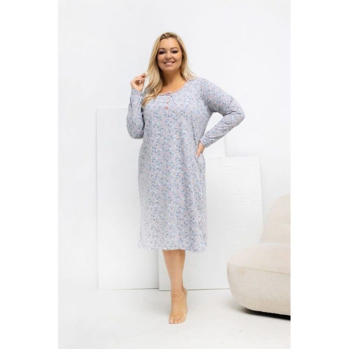 Moteriška naktinukė ilgomis rankovėmis Plus Size Forever Pink