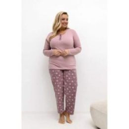 Moteriška pižama ilgomis rankovėmis Plus Size Forever Pink