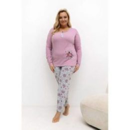 Moteriška pižama ilgomis rankovėmis Plus Size Forever Pink