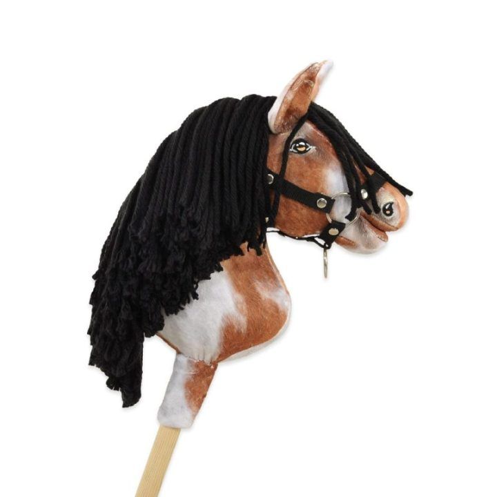 Hobby Horse lazdelinis arkliukas tobiano bay su juoda karčiene Super Hobby Horse Premium
