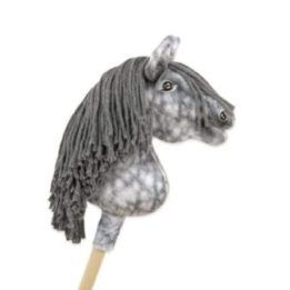Hobby Horse lazdelinis arkliukas dapple grey su pilka karčiais Premium A4