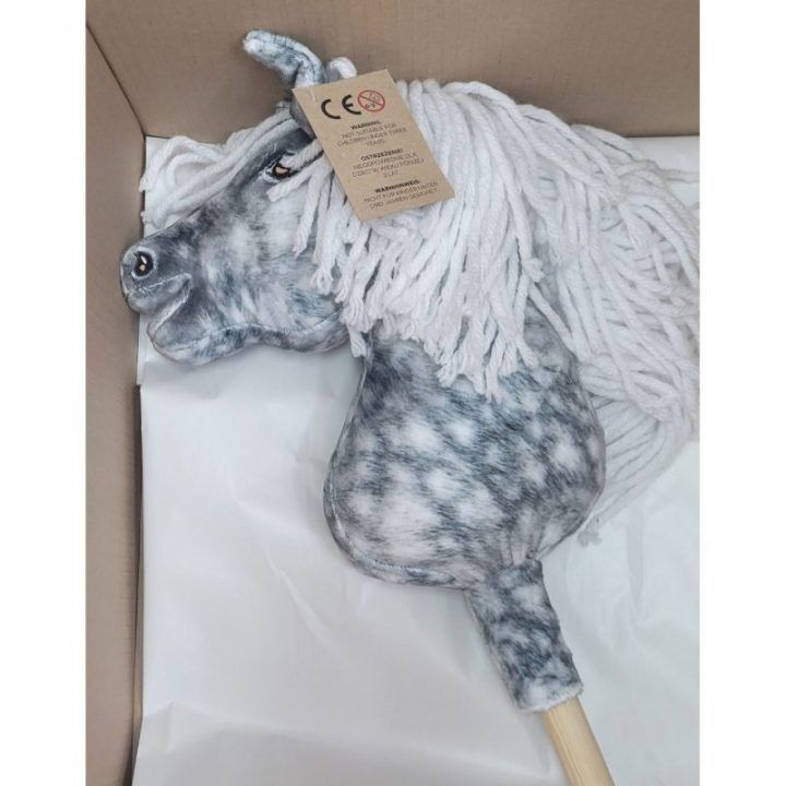 Hobby Horse lazdelinis arkliukas su balta karčiene Super Hobby Horse Premium