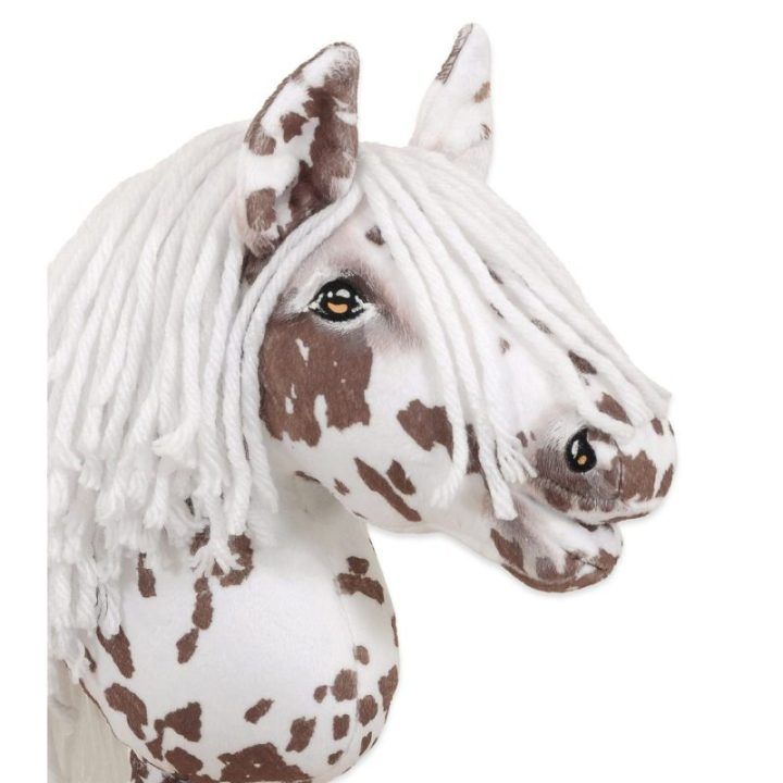 Hobby Horse lazdelinis arkliukas rudas leopardas su balta karčiais A4