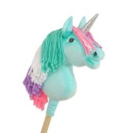 Hobby Horse vienaragis lazdoje su spalvota karčiene ir sidabriniu ragu