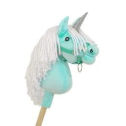 Hobby Horse vienaragis ant lazdos mėtinės spalvos su balta karčiene