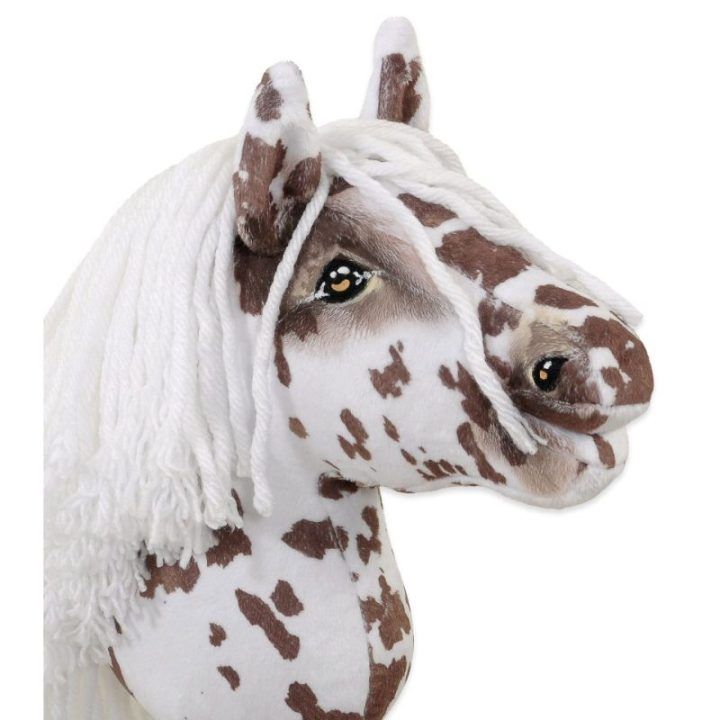 Hobby Horse lazdelinis arkliukas Premium rudas leopardinis su balta karčiais