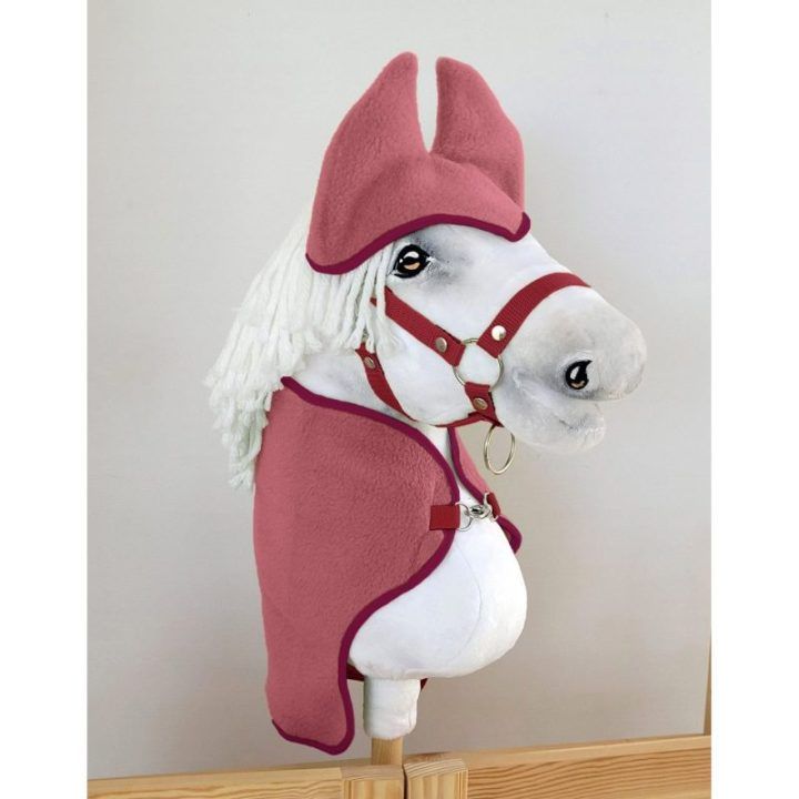 Rinkinys hobby horse arkliukams A4 ir A5: flisinė antklodė ir ausų apsaugos – berry