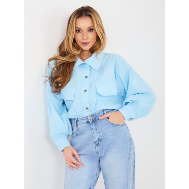 Moteriška oversize šviesiai mėlyna striukė