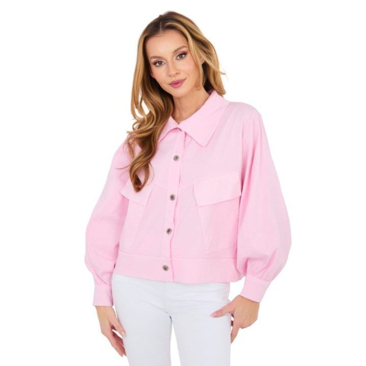 Moteriška oversize šviesiai rožinė striukė