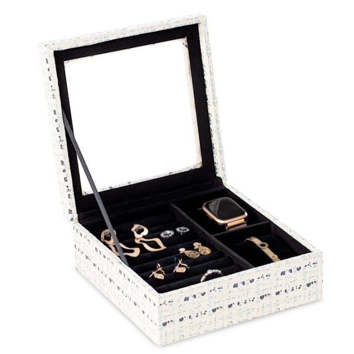 Kreminės spalvos ir juoda papuošalų dėžutė 18 x 6,5 cm