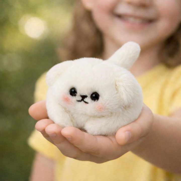 Vaikams ir kūdikiams pliušinis šuniukas raktų pakabukas, balta, 9 cm