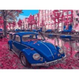 Tapyba pagal skaičius – Mėlynas senovinis automobilis, 30×40 cm