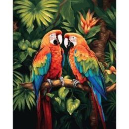 Tapyba pagal skaičius Papūgos džiunglėse 40 × 50 cm