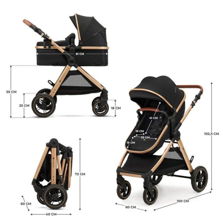 Vaikiškas vežimėlis 3 v 1 ESME Pure Black Kinderkraft