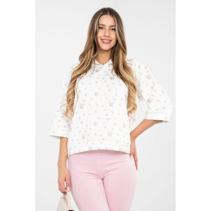 Moteriškas džemperis 3/4 rankovė gėlėtas Italy Moda