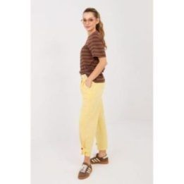 Moteriškos treninginės kelnės aukštu liemeniu iš viskozės Italy Moda