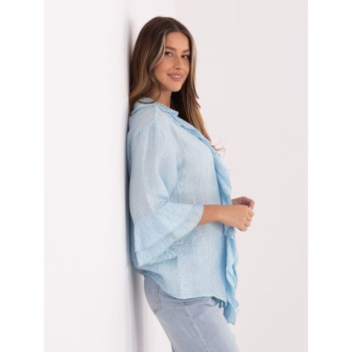 Šviesiai mėlyna oversize palaidinė