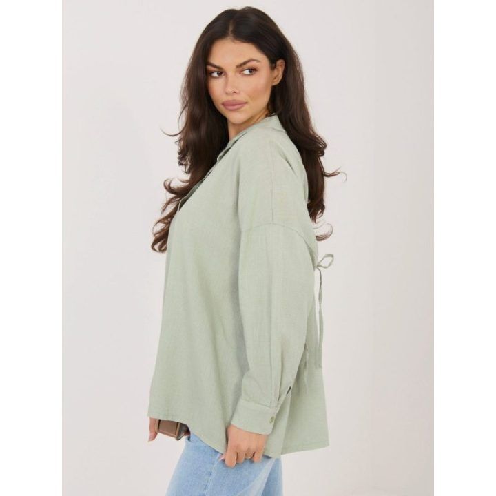 Khaki spalvos moteriški oversize marškiniai (vieno dydžio)